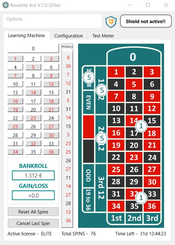 RouletteAid Version 7.0 Professional Interface - Live casino optimization with dual-mode operation, smart progressions, and real-time AI predictions